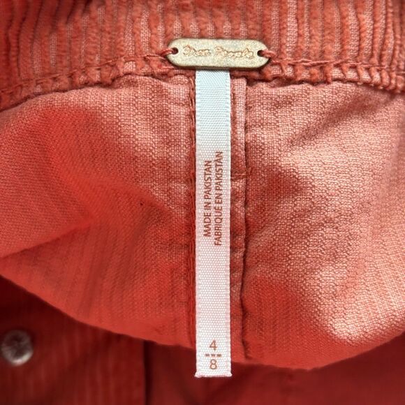 Free People Ray Corduroy Mini Skirt NWT Button Front Rust Orange/Brown Sz 4 C173 - Picture 8 of 11